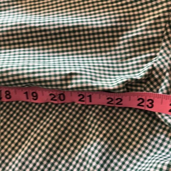 Lands End 💯% Cotton Classic Button Down Tall Shirt in Grass Green Check Print - Picture 8 of 11